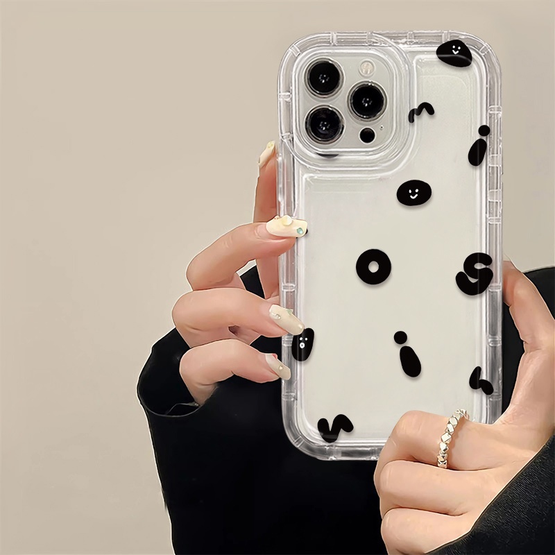 Soft Phone Case Kompatibel Untuk IPhone Casing14 13 11 12 Pro XS Max X Xr7 +8 Plus Huruf Transparan TPU Silikon Shockproof Cover