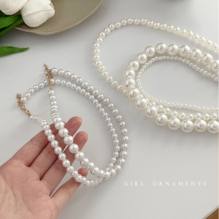 Korea Kalung Mutiara Wanita Elegan Kristal Choker Fashon Rantai Jewerly Aksesoris