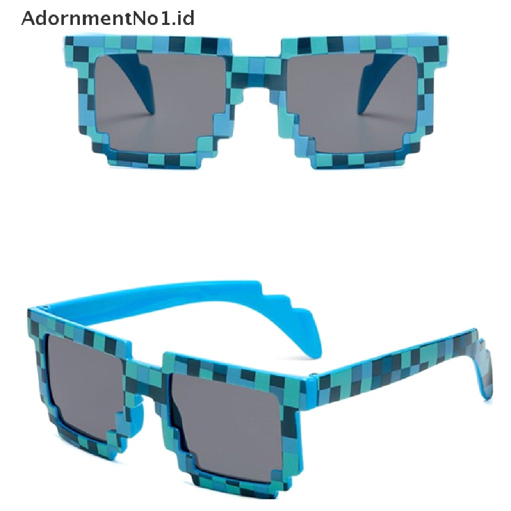 [AdornmentNo1] Kacamata Hitam Retro Dewasa Cosplay Kacamata Persegi Pixel Mosaic Sunglasses [ID]