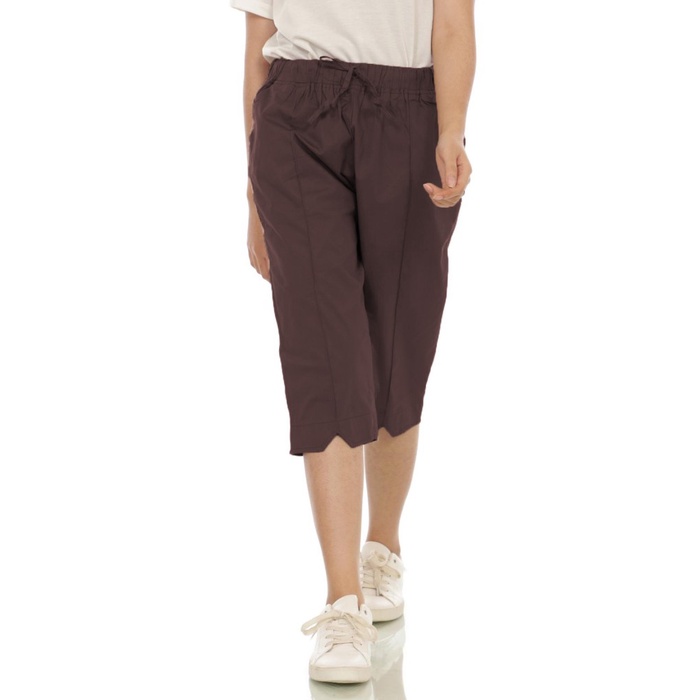 Celana Pendek Wanita Jumbo ZIGZAG - Celana Anti Begah NHM - coklat tua, Standar