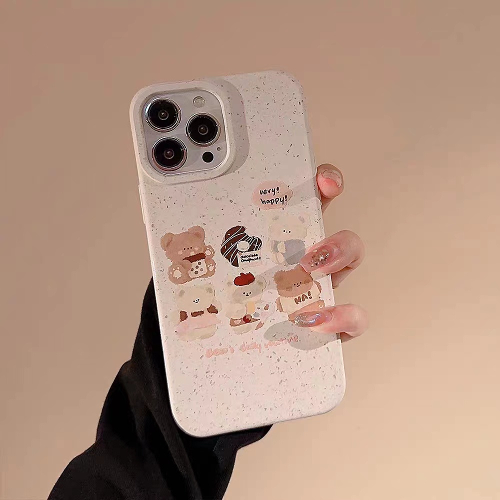 IPHONE Casing Ponsel Iphone11 ins Bahan Ramah Lingkungan Perlindungan Kamera Cocok Untuk Iphone14 13 12 14Plus Pro MAX 7 8Plus X XR XS MAX SE 12mini 13mini Model Empat Sudut Shockproof
