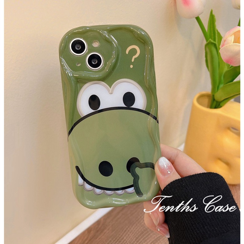 Kompatibel Untuk IPhone14 13 12 11 Pro Max8 7 6 6s Plus X Xr Xs Max SE 2020 Gaya Minimalis Motif Green Hippo Cream Phone Case Soft Back Cover