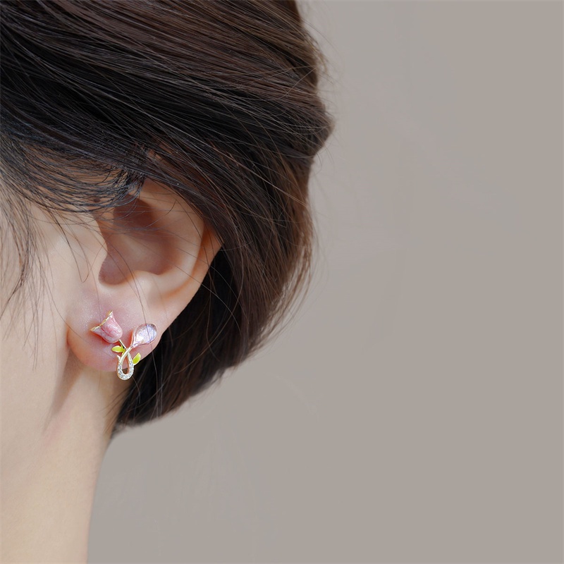 Manis Lucu Bunga Pink Tulip Niche Desain Anting Indah