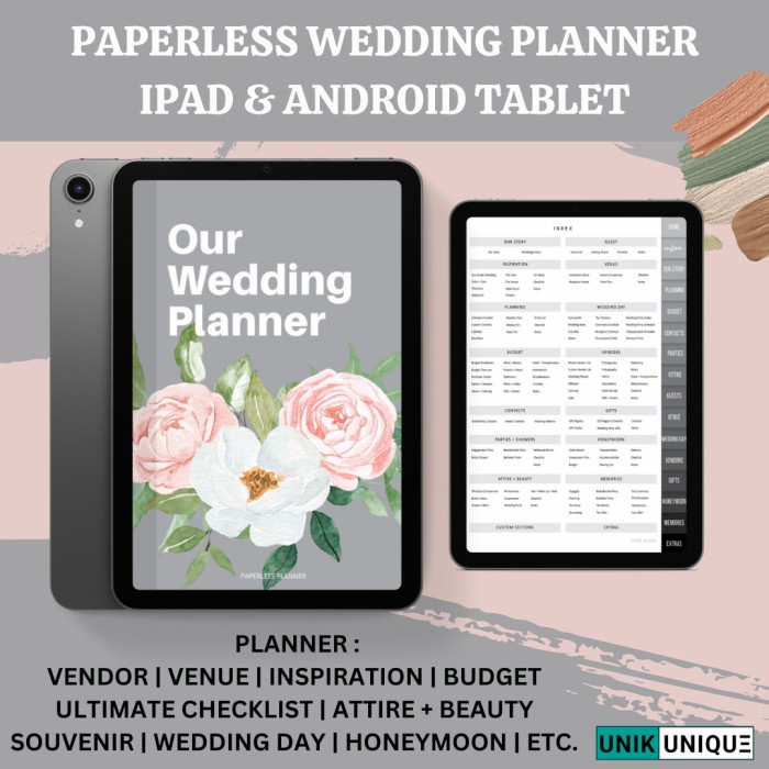 

BAYAR DITEMPAT ANDROID TAB PAPERLESS WEDDING PLANNER - PERSIAPAN RENCANA PERNIKAHAN /BUKU TULIS