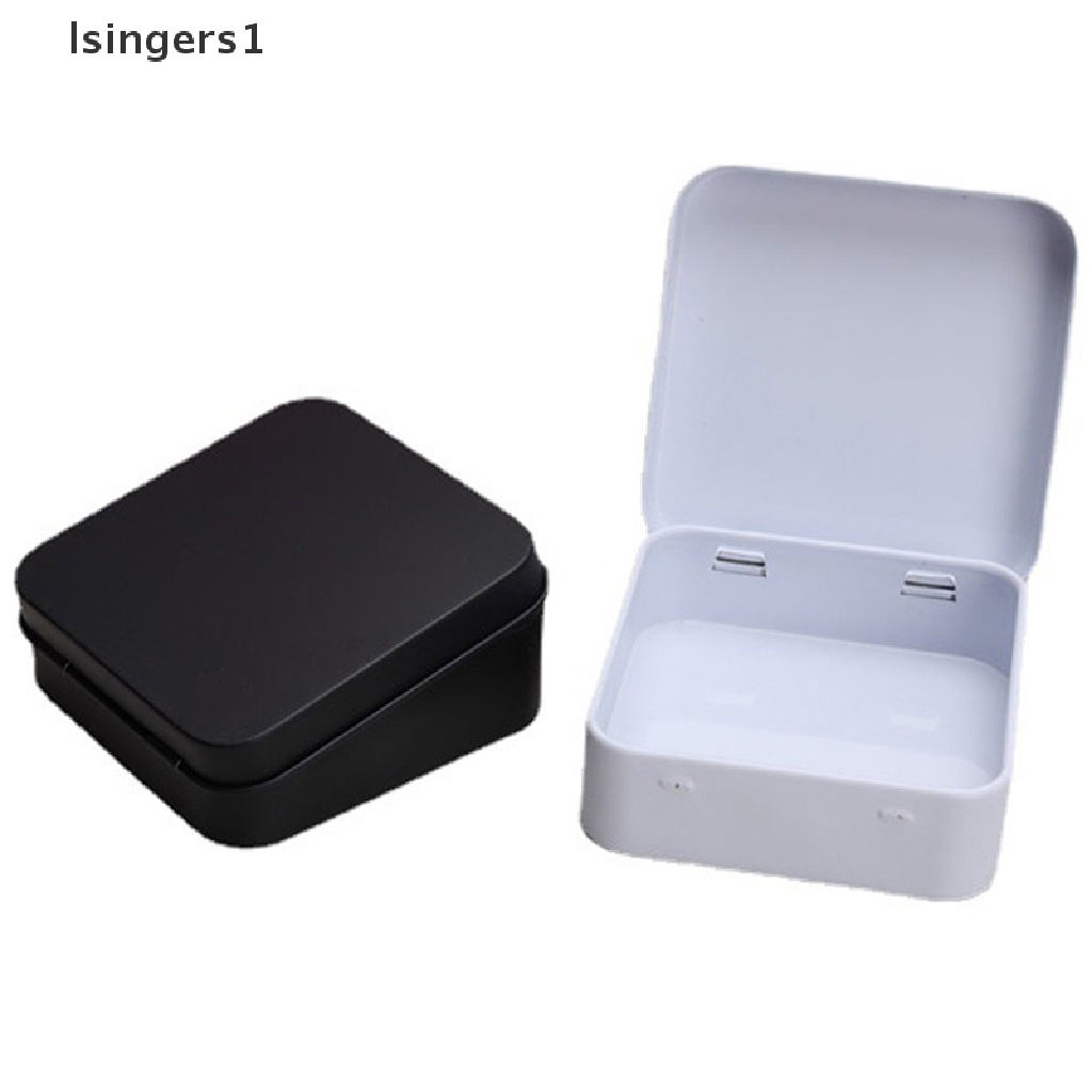 [lsingers1] Wadah Kaleng Logam Mini Persegi Berengsel Flip Penyimpanan Tin Box Kit Kecil Case Butik