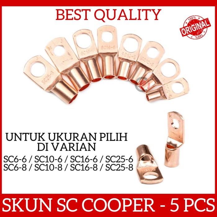 Isi 5 Pcs Skun Kabel Ring SC Cooper Konektor Kabel Listrik Cable Lug