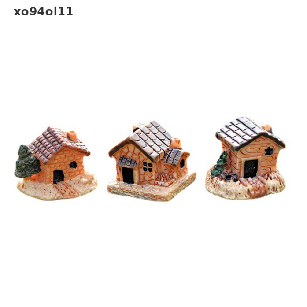 Xo 1pcs Patung Miniatur Rumah Resin random Dekorasi Taman Outdoor Accessorie OL