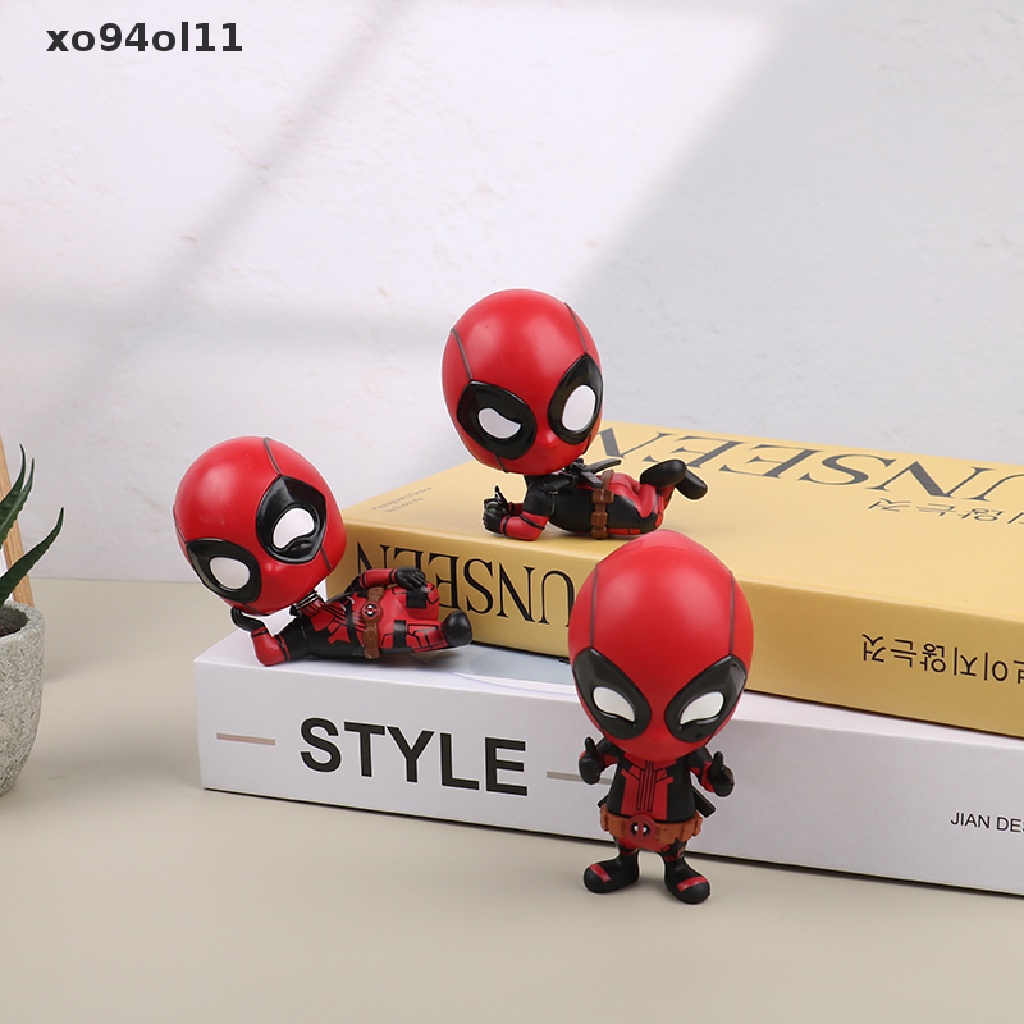 HOT TOYS Xo Marvel Anime Hot Mainan Cosbaby Deadpool Mini PVC Mini Action Figure Qversion Model Koleksisuper Hero Mainan Bobble Kepala Boneka Mobil Dekorasi Aksesoris OL