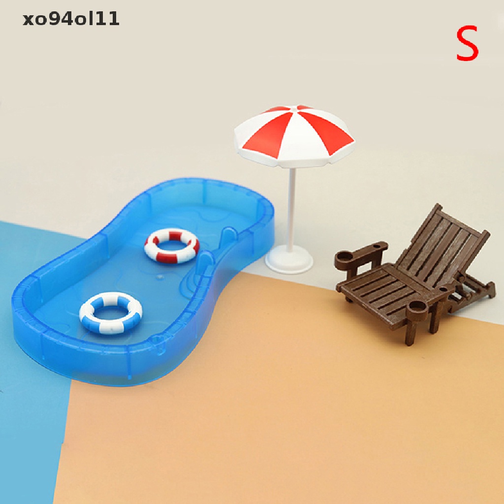 Xo Boneka Rumah Simulasi Lucu Mini Kolam Renang Lingkaran Pantai Kursi set OL