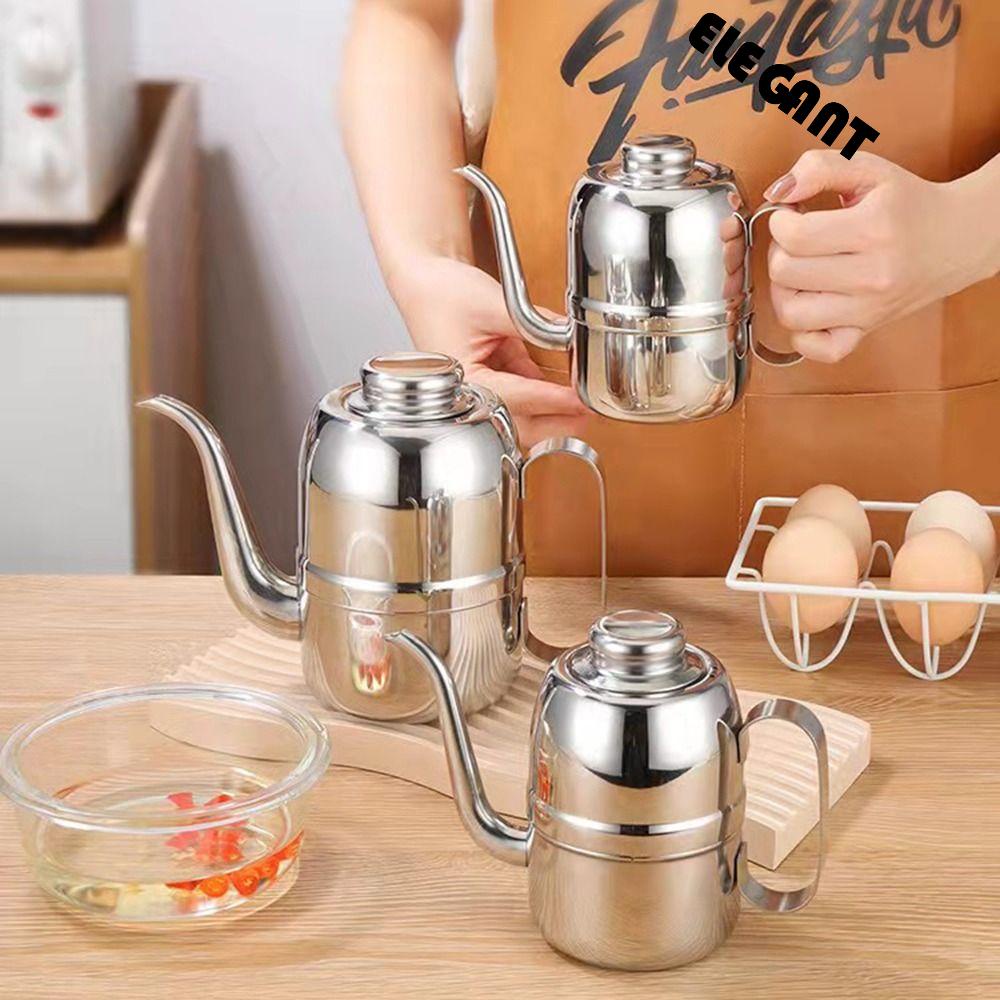 [Elegan] Dispenser Minyak Masak Mudah Dibersihkan Dapur Stainless Steel Anti-Netes Pouring Spout Wadah Bumbu