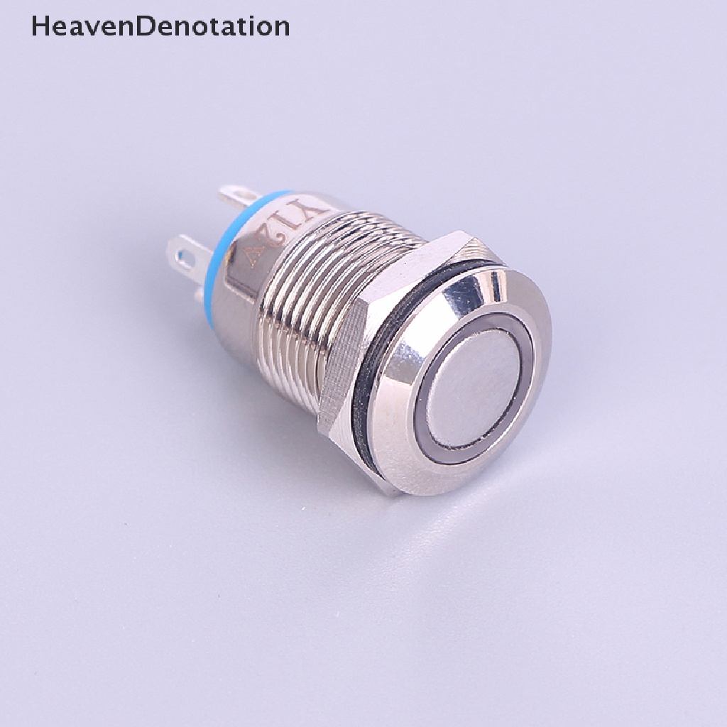 [HeavenDenotation] 12mm Metal Annular Push Button Hitam Saklar Ring Lampu LED Sesaat Kait HDV