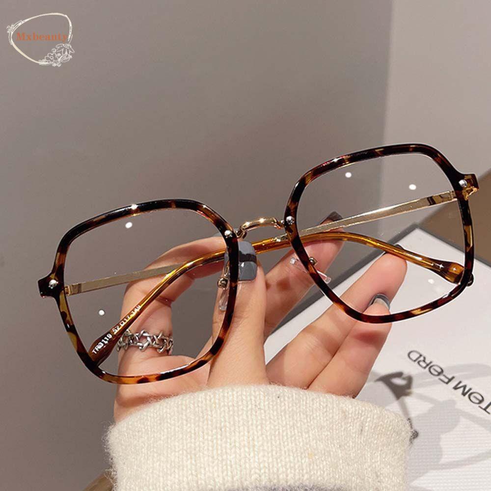 Mxbeauty Kacamata Anti Radiasi Motif Leopard Optik Komputer Kacamata Bingkai Besar Metal Square Wanita Eyeglasses