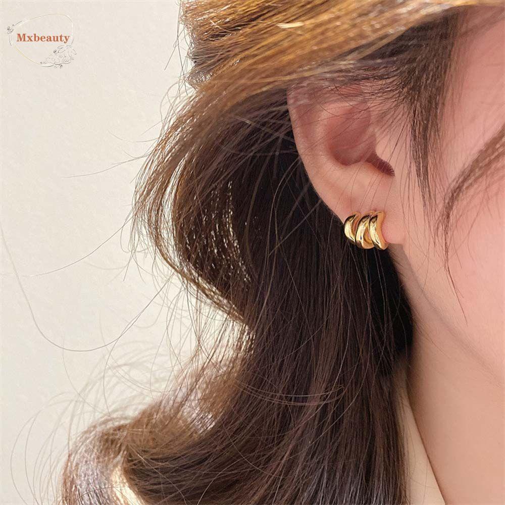 Mxbeauty Anting Wanita Temperamen Indah Aksesoris Pesta Gadis Perhiasan Elegan Lady Lingkaran Baris Anting