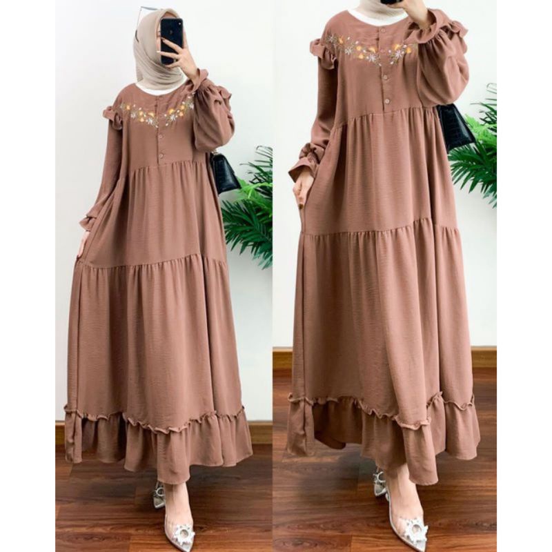 MOSSA BIRDA BORDIR MIDI DRESS MAXY CRINGKEL BORDIR