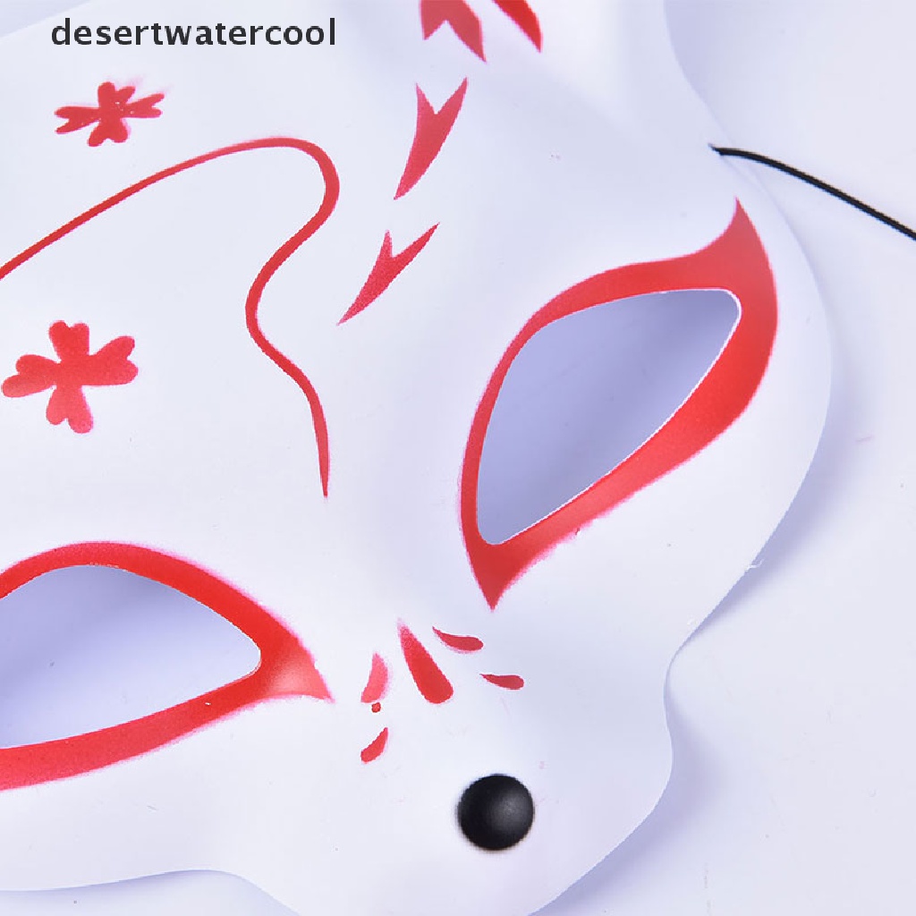 Deid Topeng Rubah Cosplay Halloween Jepang Pesta Setengah Wajah Dicat Tangan Kitsune Martijn