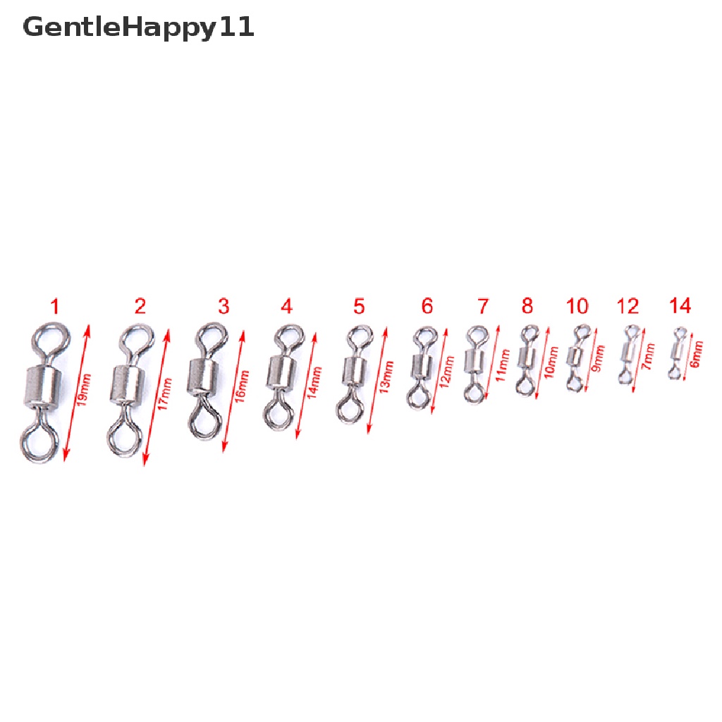 Gentlehappy 50PCS Fishing Barrel Bearing Rolling Swivel Solid Ring Lures Konektor 11ukuran  Id