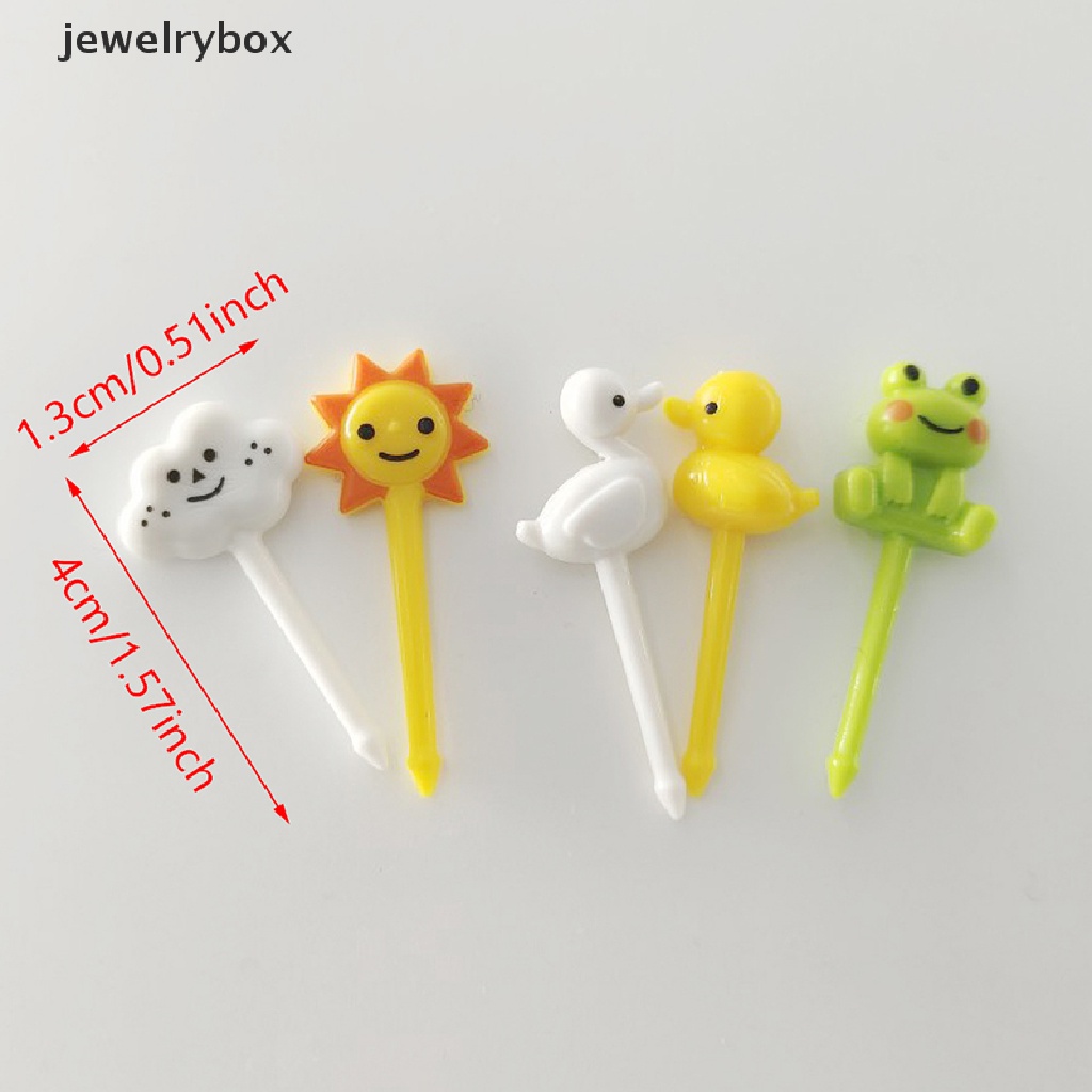 [jewelrybox] 8pcs Animal Sun Cake Garpu Buah Food Grade Plastik Mini Kartun Anak Pesta Dekorasi Butik