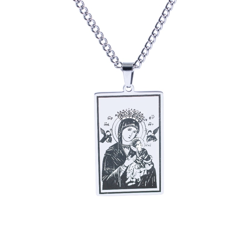 Z H Perhiasan Anti Karat Virgin Mary Liontin Fashion Pria Dan Wanita Baja Titanium Kalung Retro Hip Hop Rock Punk Aksesoris Pesta