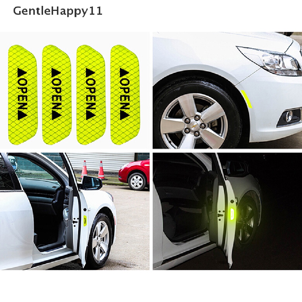 Gentlehappy 4x Hijau Neon Pembuka Pintu Mobil er Reflektif tape Peringatan Keselamatan decal id