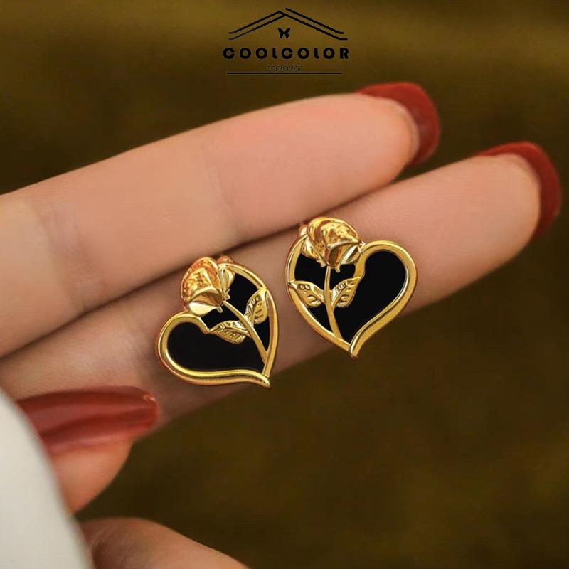 COD❤️Anting S925 Korea Anting Bunga Cinta Kecil  Earrings Emas Anting Tusuk Motif Vintage Fashion  Impor Murah Aksesoris Wanita