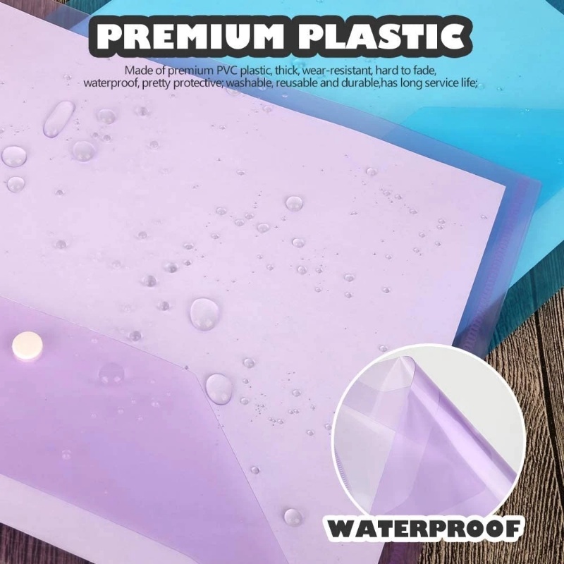 A4 Kapasitas Besar Penyimpanan Siswa Plastik PVC Tahan Air Tes Kertas File Kantong A4 Transparan Tas Dokumen Maps Dokumen Organizers Dengan Snap Buttonin File Storage Bag