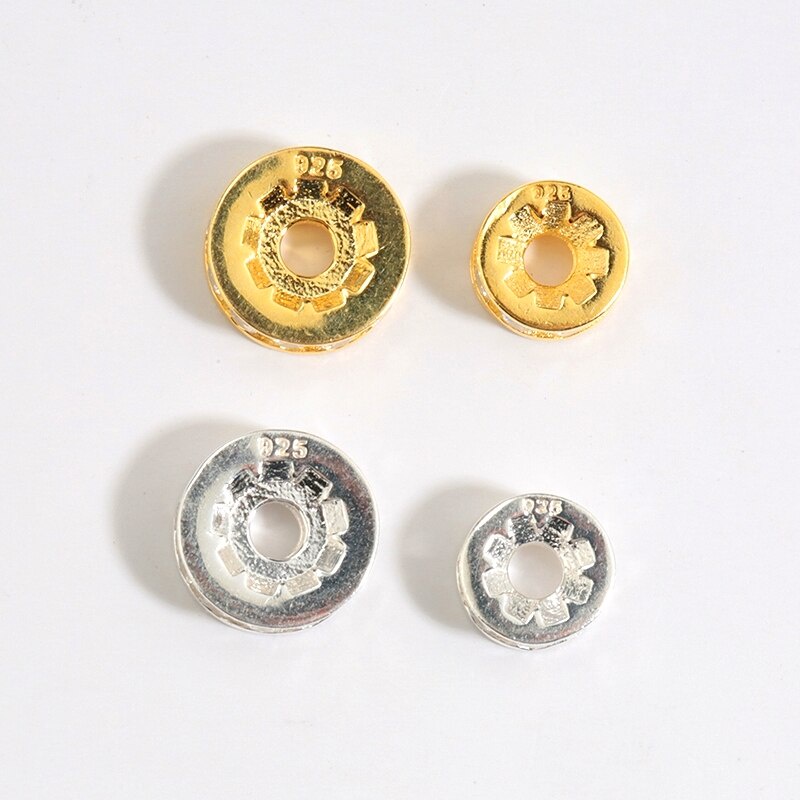 One piece 6-8MM 925s sterling silver &amp; gold filled beads Temuan Perhiasan Bulat Spacer beads jewelry beads Untuk Gelang &amp; Kalung