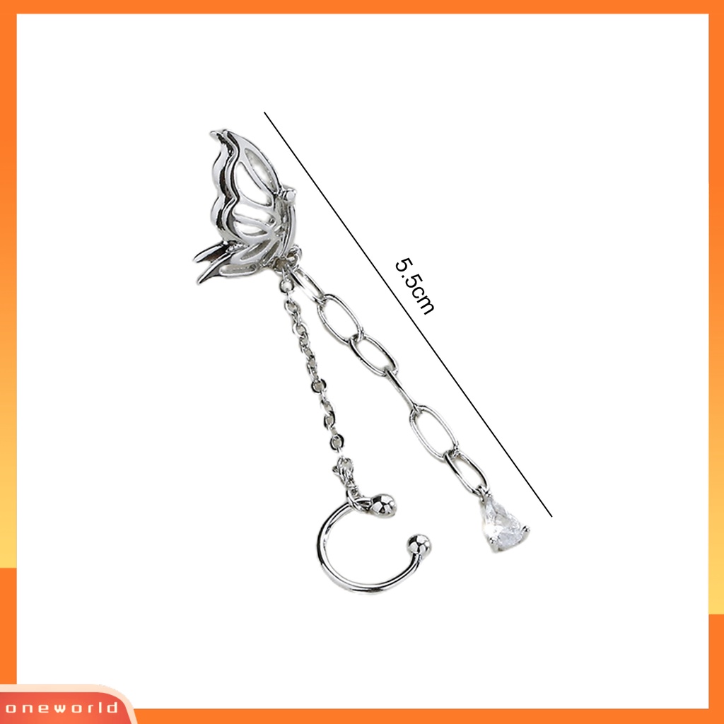 [EONE] 1pc Drop Earring Peri Temperamen One-piece Asimetris Gantung Rantai Dekorasi Gaya Korea Tulang Rawan Palsu Panjang Rumbai Telinga Manset Aksesoris Pakaian