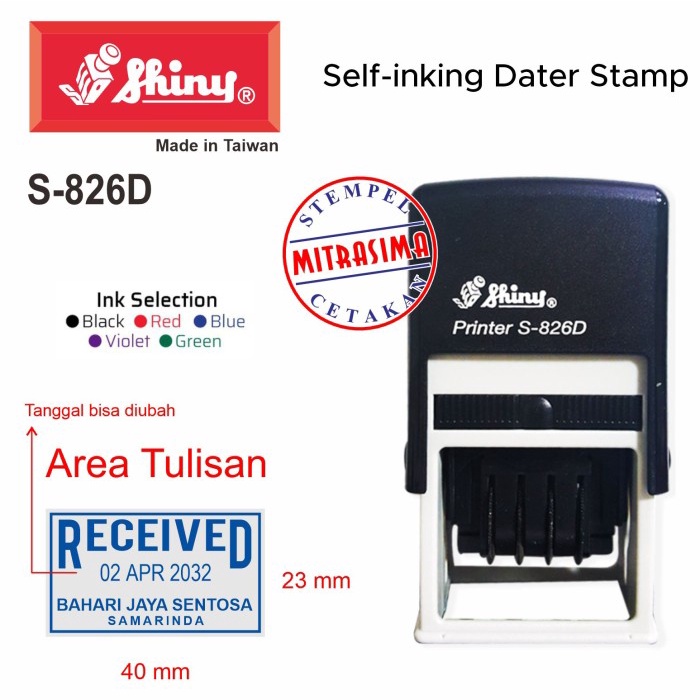 

RB Stempel Shiny S-826D ( S826D persegi dengan tanggal Tipe S 826D )