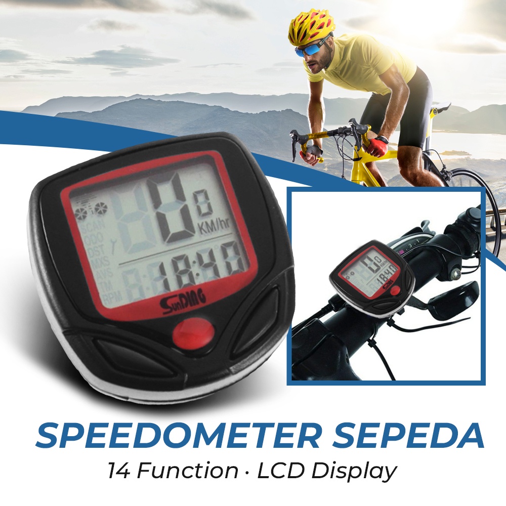 SunDING Speedometer Sepeda 14 Function LCD Display Bicycle - SD-548B - Black
