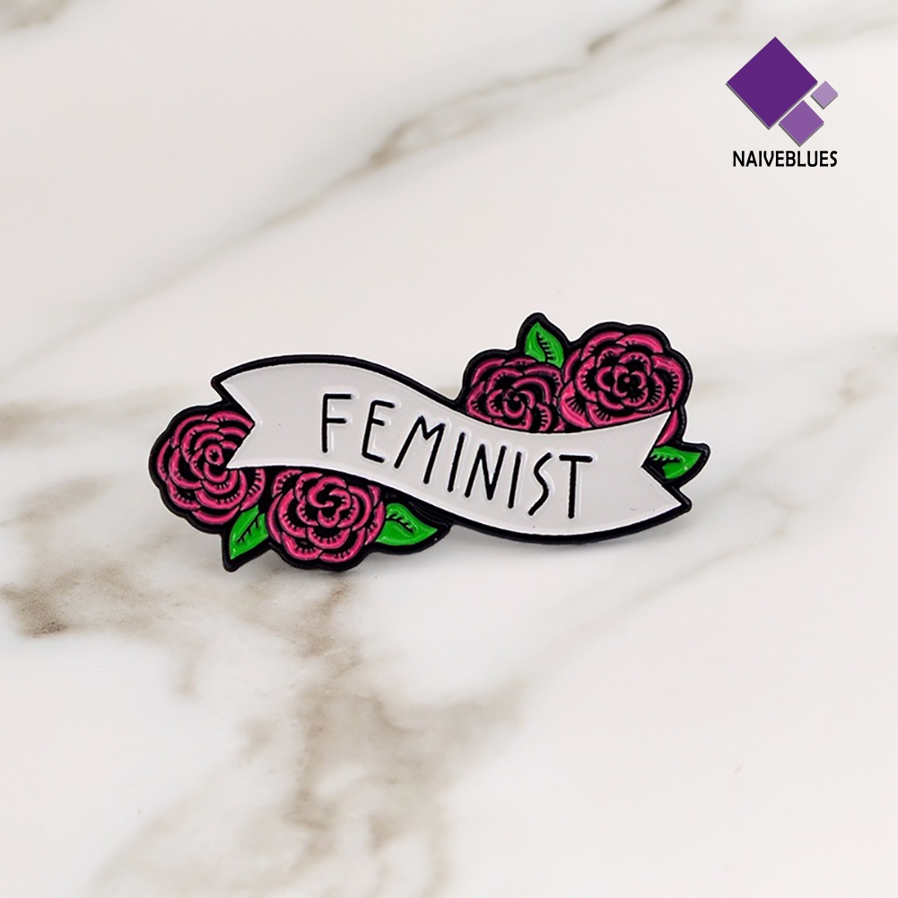 &lt; Naiveblues &gt; Bunga Menawan Feminist Banner Lencana Enamel Bros Syal Jaket Perhiasan