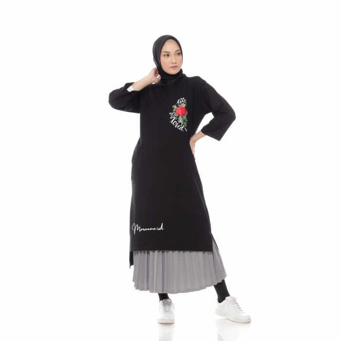 Tunik Panjang Wanita Terbaru Jumbo - Hitam, M