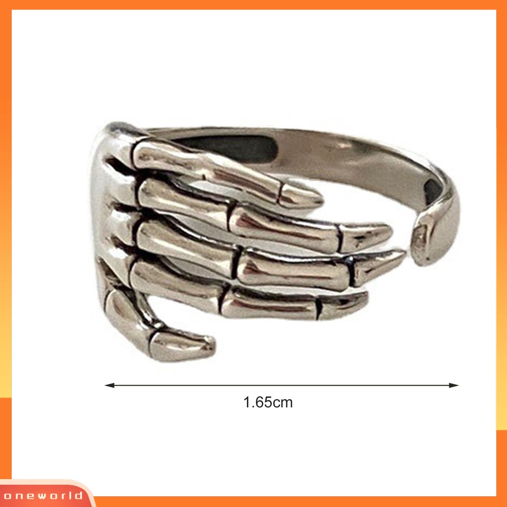 [EONE] Cincin Wanita Tulang Bukaan Tangan Resizable Retro Jewelry Adjustable Finger Ring Untuk Halloween