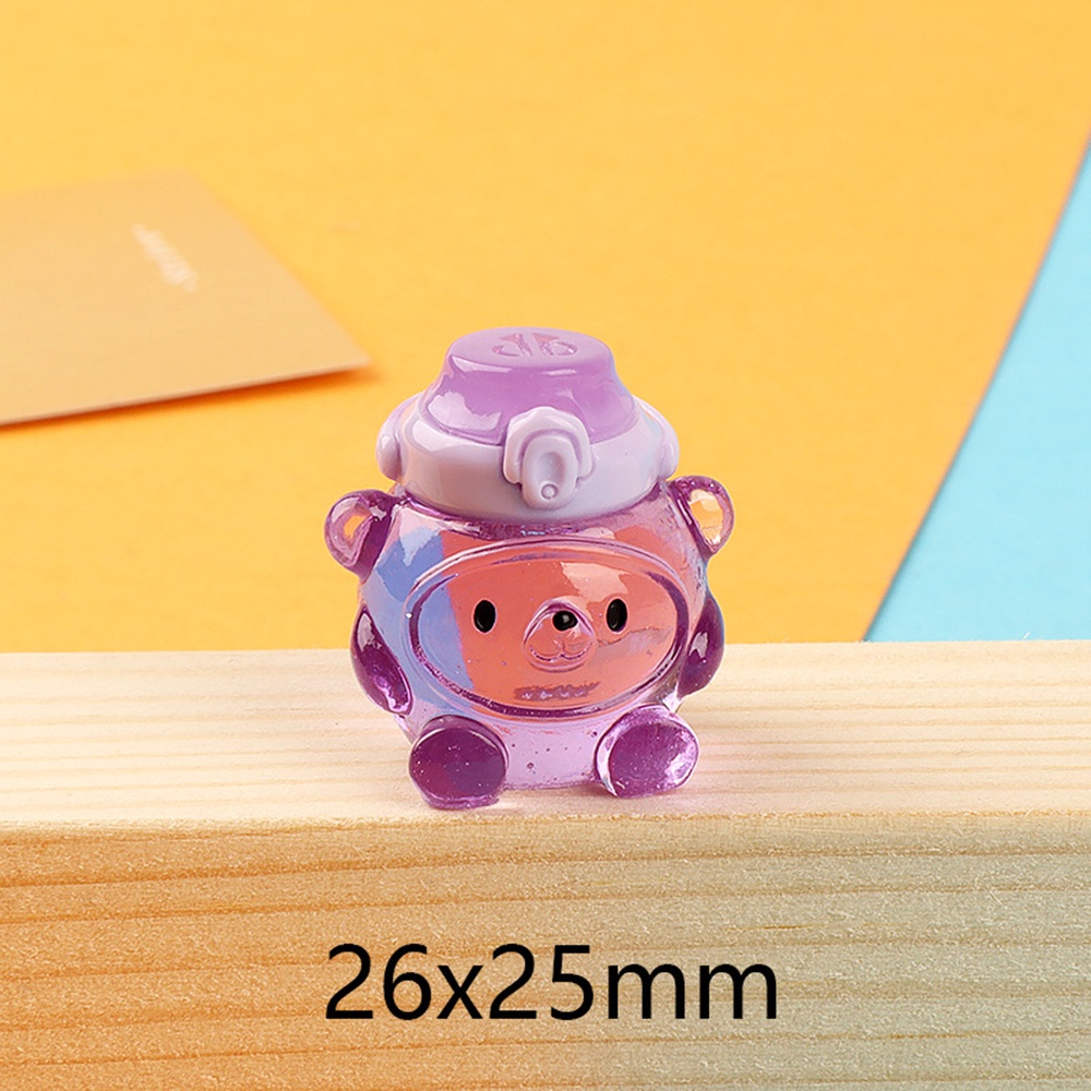 1pc Lucu Mini Beruang Bercahaya Resin Ornamen Kreatif Aksesoris Taman Boneka Semangat Patung Pemandangan Mikro Bercahaya