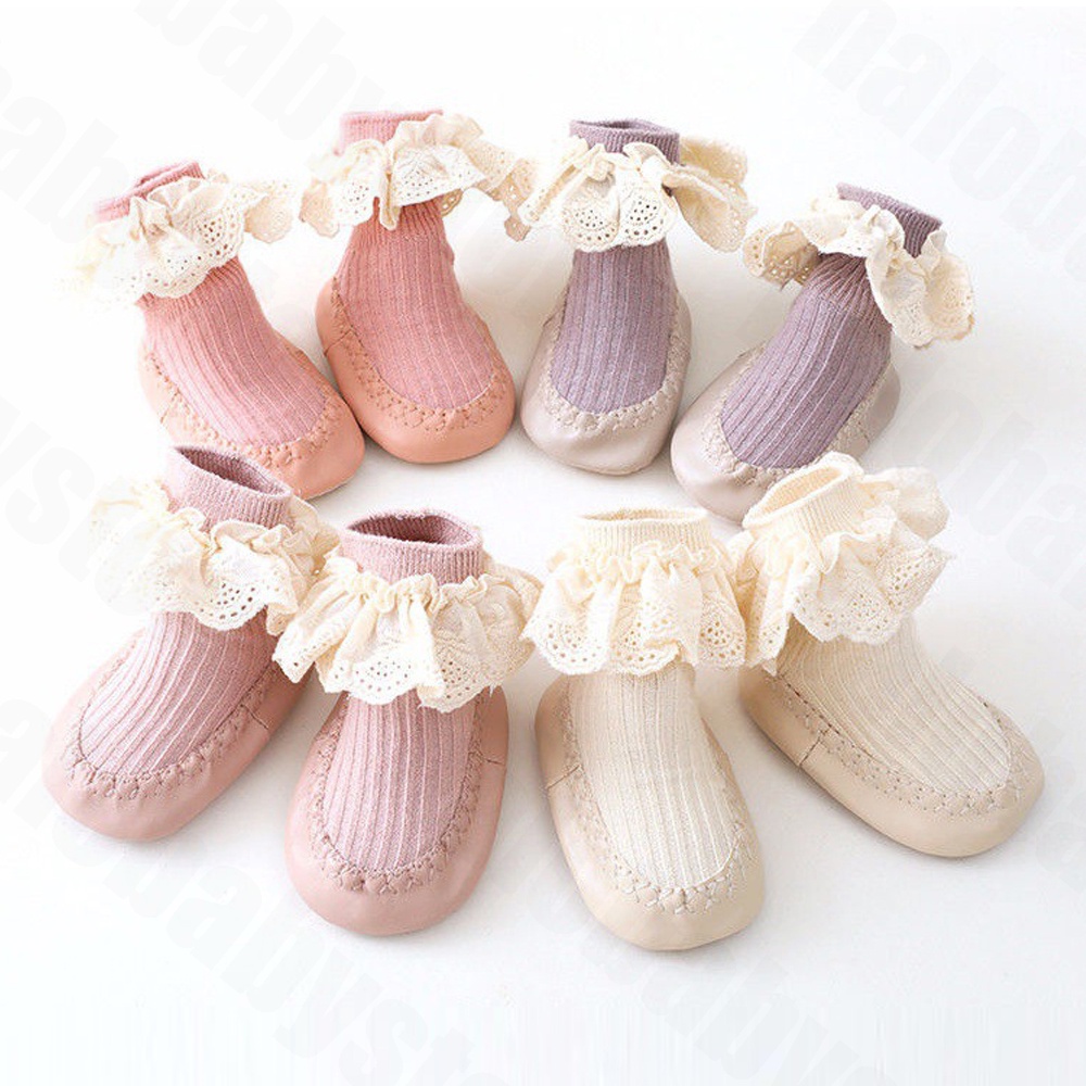 Halo Baby Sepatu Anak Bayi anti slip/Baby Prewalker Shoes Socks/Sepatu Prewalker Newborn/kaos kaki bayi renda
