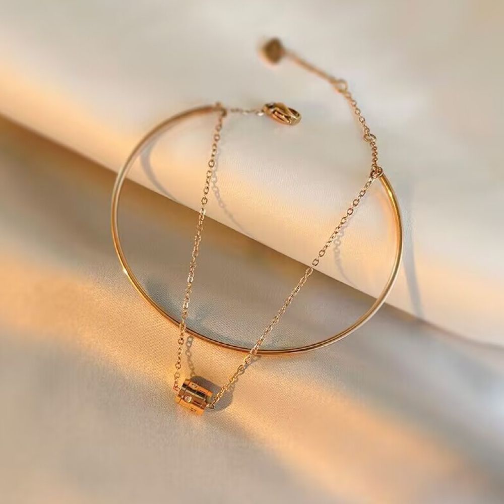 GROSIR Gelang tangan kombinasi tabung titanium stainless steel 316L import berkualitas anti karat bisa bayar di tempat COD