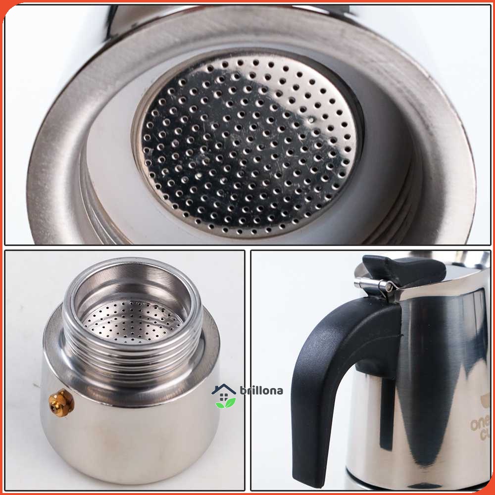 One Two Cups Espresso Coffee Maker Moka Pot Teko 100ml 2 Cup - Z20