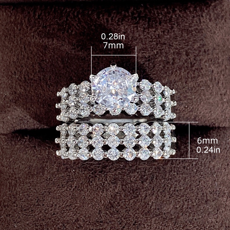 2pcs/set Wanita Cincin Pernyataan Perhiasan Geometris Berbentuk Modern Pernikahan Pertunangan Band Aksesoris Perempuan