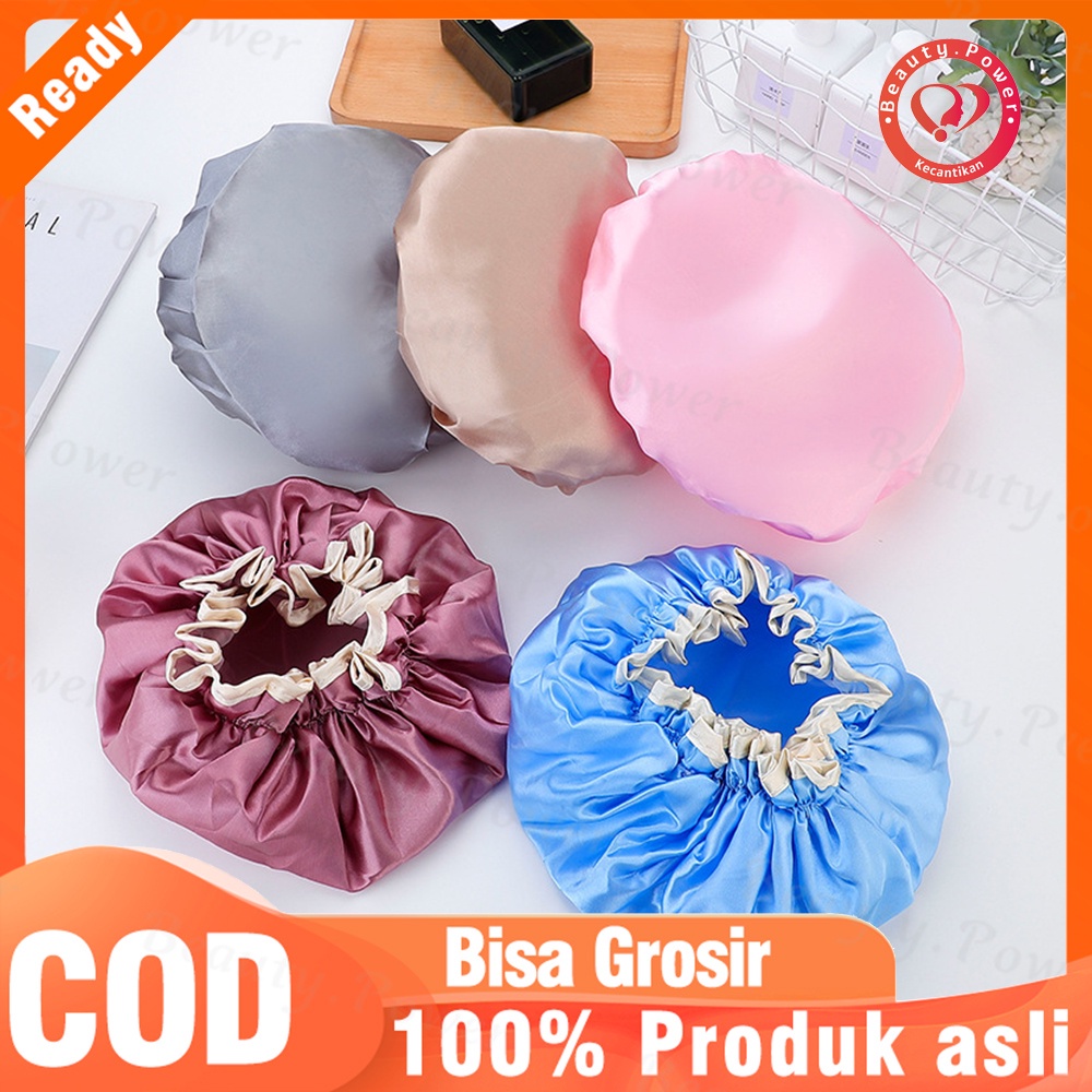 Shower Cap Premium Topi Mandi Waterproof Tebal Anti Air Bahan Polyster Topi Dewasa Anak Anak Penutup Pelindung Rambut Kepala Saat Mandi Keramas