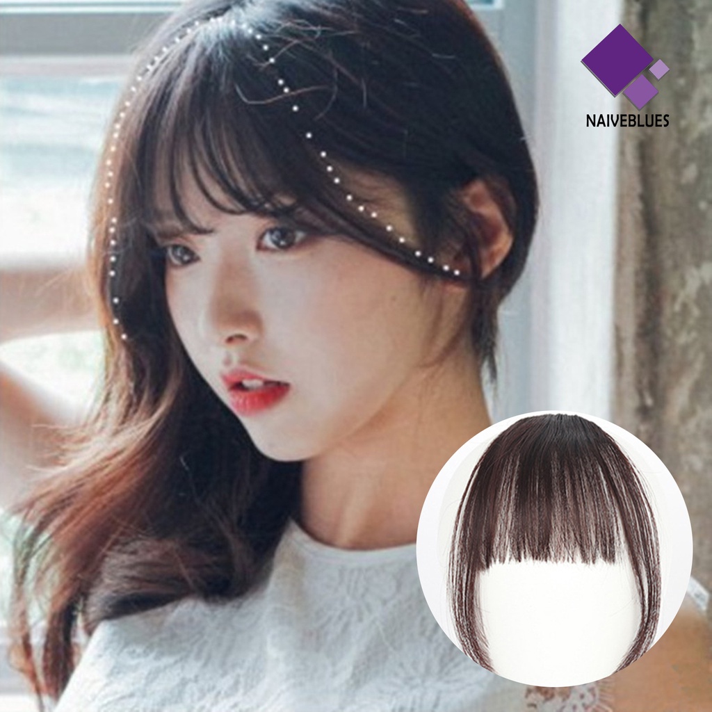 &lt; Naiveblues &gt; Wig Bang Ultra Tipis Ekstensi Rambut High Temperature Pendek Fashion Sopak Untuk Wanita