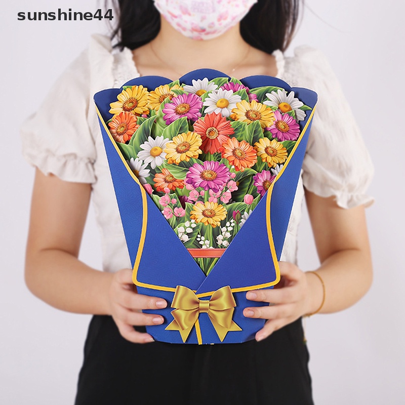 Sunshine 3D Fall Floral Bouquet Card Kertas Ukir Bunga Greeg Cards Hadiah ID