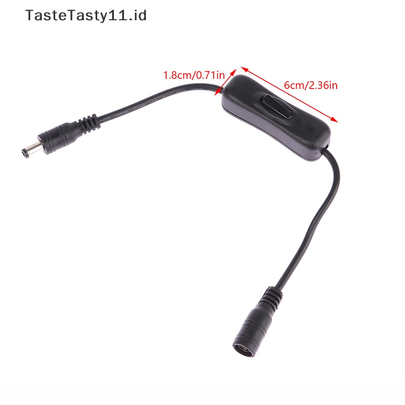 Tastetasty 1Pc Saklar Lampu DC 12V Female Male Kabel Listrik Hitam Putih Saklar Konektor DC.