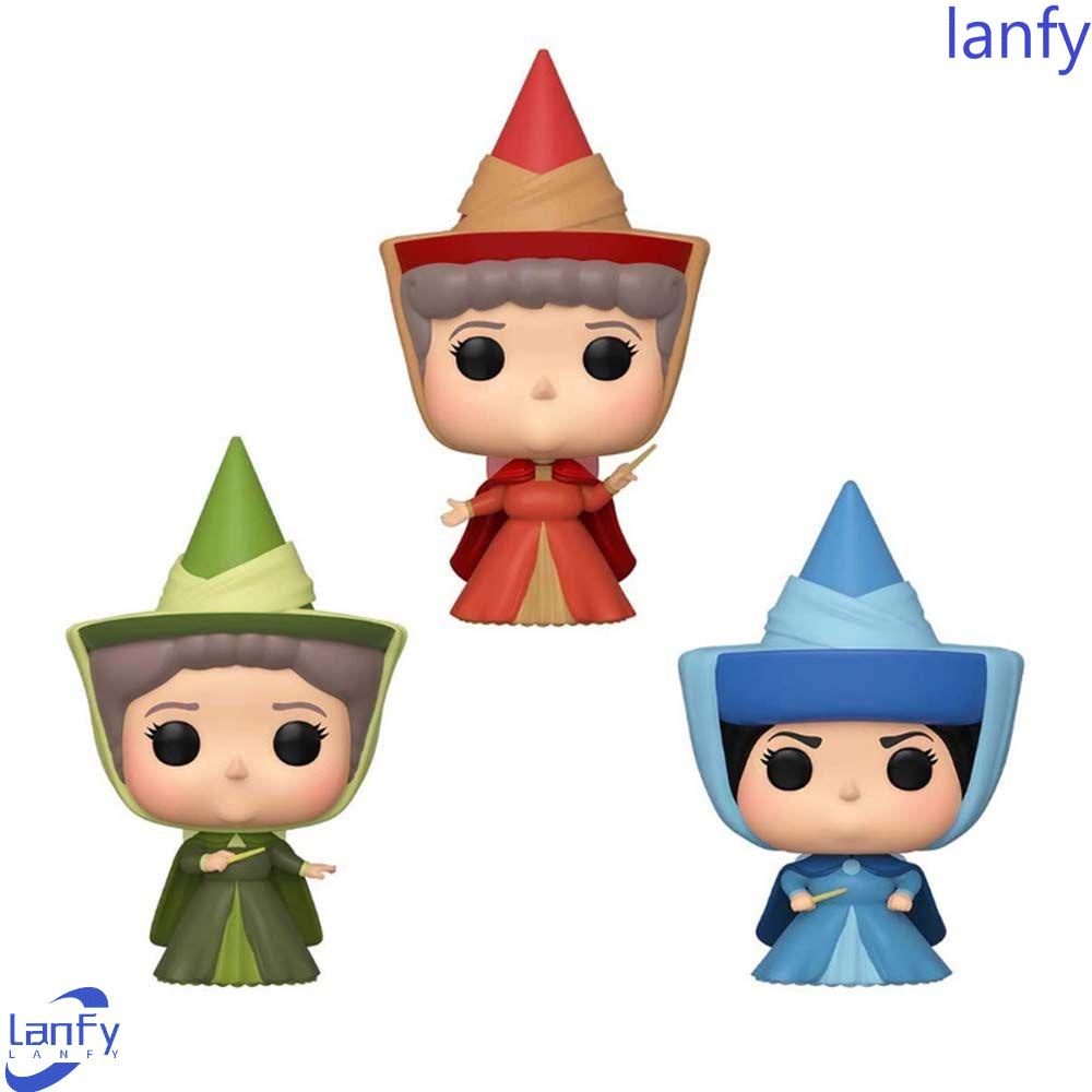 Lanfy Sleep Beauty Action Figure Patung PVC 3pcs/lot Miniatur Ibu Dewa Peri Ornamen Desktop Model Mainan Flora Anime Figurine