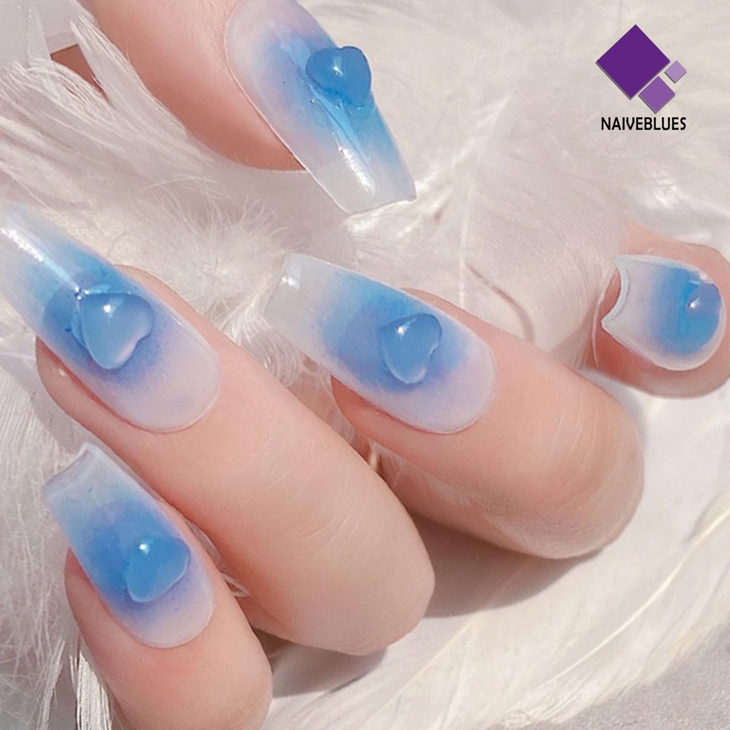 [naiveblues] 50pcs/set Hiasan Kuku Efek 3D Mewah Berubah Warna Ornamen Nail Art Hati Untuk