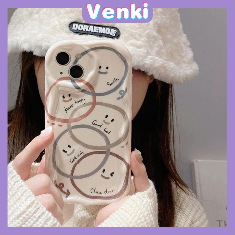 Venki - For iPhone 14 pro max Soft Case TPU Wavy Edge Smile White Phone Case Camera Protection Shockproof Compatible with iPhone 13 Pro max 12 Pro Max 11 xr xs max 7 8 Plus