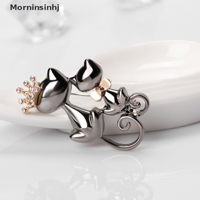 Mornin Pin Bros Hewan Kucing Lucu Untuk Wanita Perhiasan Hadiah Lady Hadiah Elegan Breast Pin Fashion Jewelry id