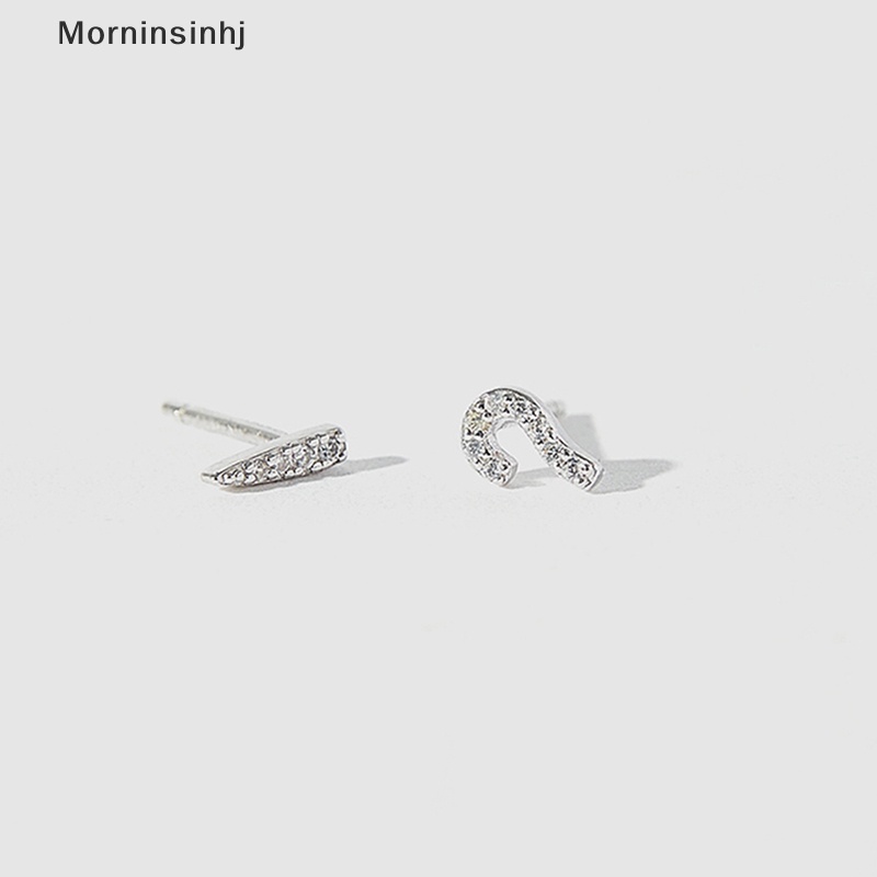 Mornin Anting Stud Tanda Tanya Kristal Fashion Korea Untuk Wanita Warna Silver Aksesoris Perhiasan Pernikahan Hadiah id