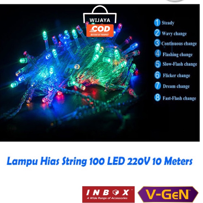 VANSTAR LAMPU Led tumblr light hias dekorasi 7 WARNA 100 LED 10 METER ORIGINAL