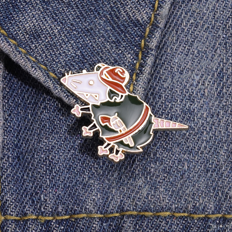 Lucu Koboi Tikus Enamel Pin Kartun Tikus Bros Lencana Pakaian Kerah Pin Perhiasan Hadiah Untuk Teman Anak