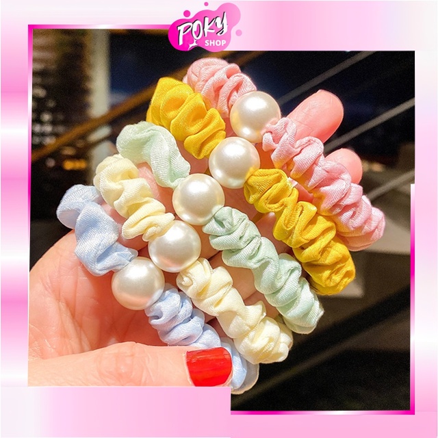 POKY -  D6140 Karet Fashion Wanita / Ikat Rambut Gaya Korea / Hair Band Pearl / Ikat Rambut 1 PCS F5128 / Ikat Rambut Mutiara / Hair Band Korea Style