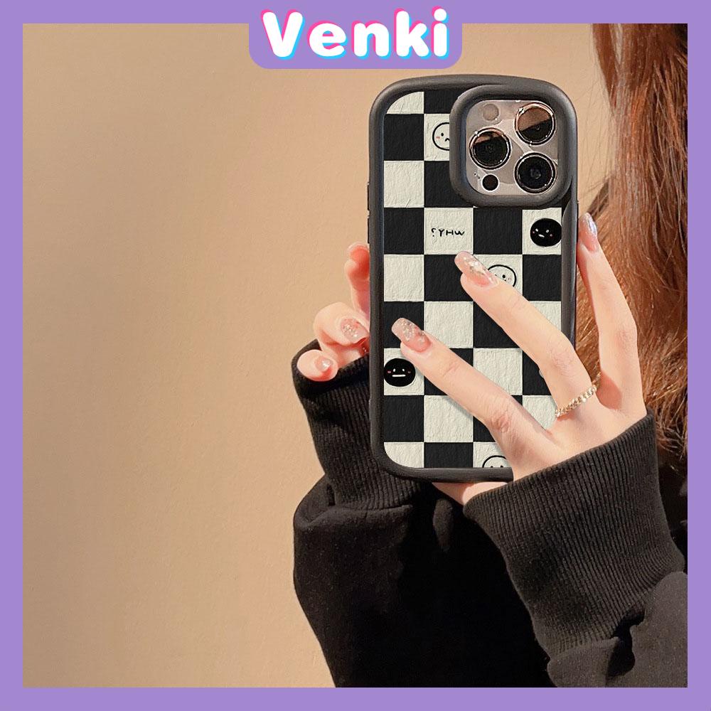 VENKI- For iPhone 11 iPhone Case Matte TPU Soft Case Black Beige Shockproof Protection Camera Smiley Chess Board Compatible with iPhone 14 13 Pro max 12 Pro Max 11 xr xs max 7Plus